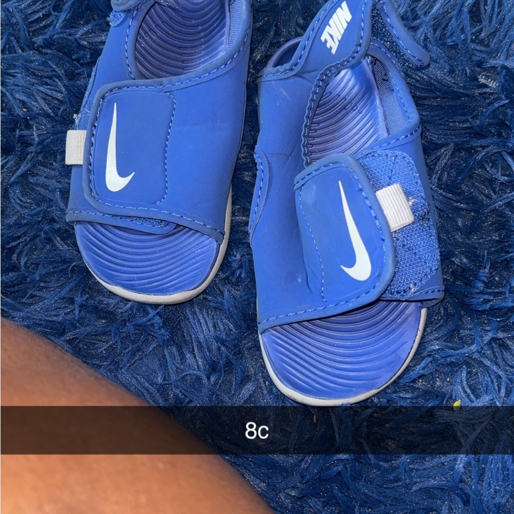 Nike Blue Sandals with Signature Swoosh